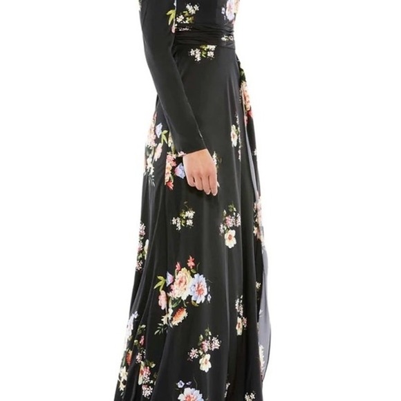 Mac Duggal Black Floral Maxi Dress Size 16 - Picture 5 of 14